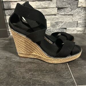 Tory Burch Black Wedge Sandals